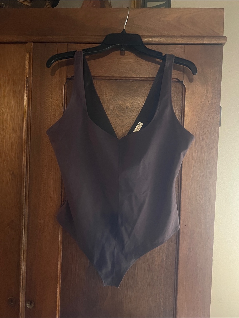 Women's V-Neck Bodysuit in Deep Plum -